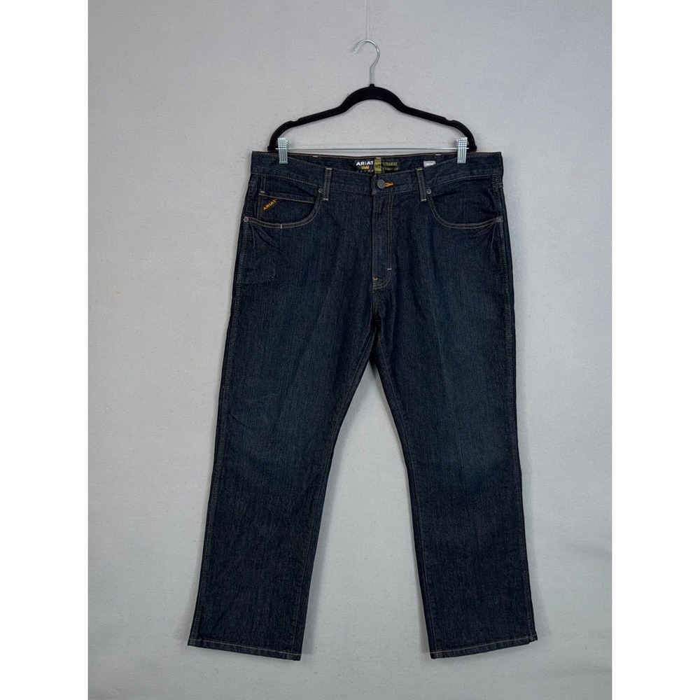 Ariat Jeans Mens 38x30 Blue Rebar M5 Straight Leg Denim DuraStretch Workwear